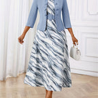 Bożena – Two-Piece Set with Belt and Pattern