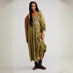 MOIRA™ - Comfy Floral Lantern Sleeve Square Neck Maxi Dress