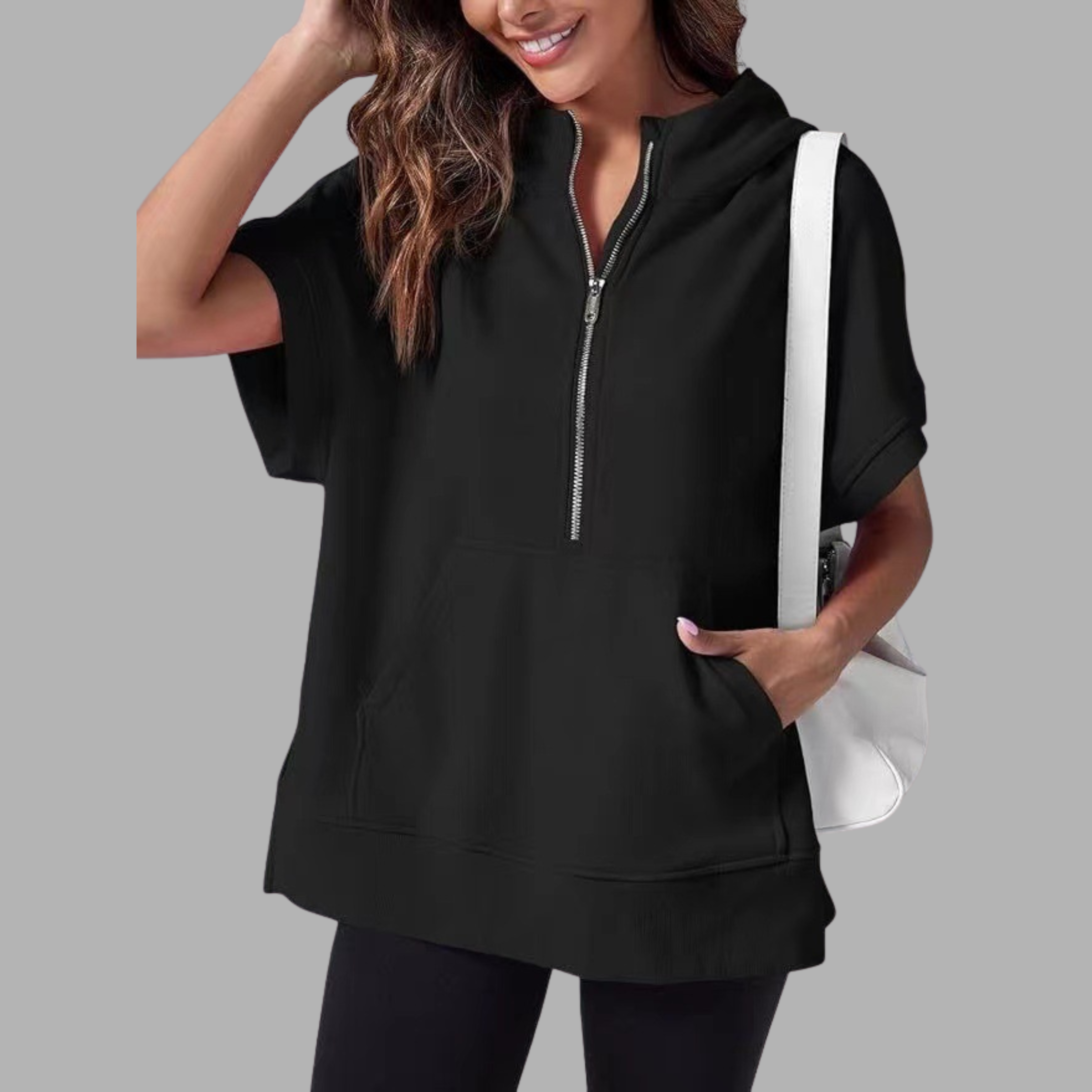 EMERLINDA™ – Relaxed Oversized Half-Zip Summer Hoodie