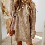 APAT™ - Cozy Round Neck Long Sleeve Midi Sweater Dress