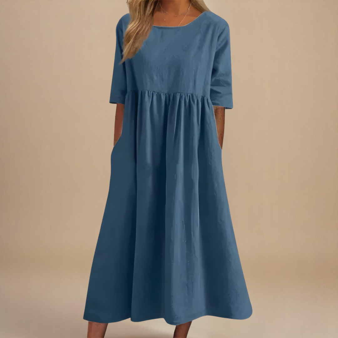KATY | Linen Dress with Defined Waist