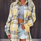 BASO™ - Casual Plaid Button Down Collared Long Sleeve Top