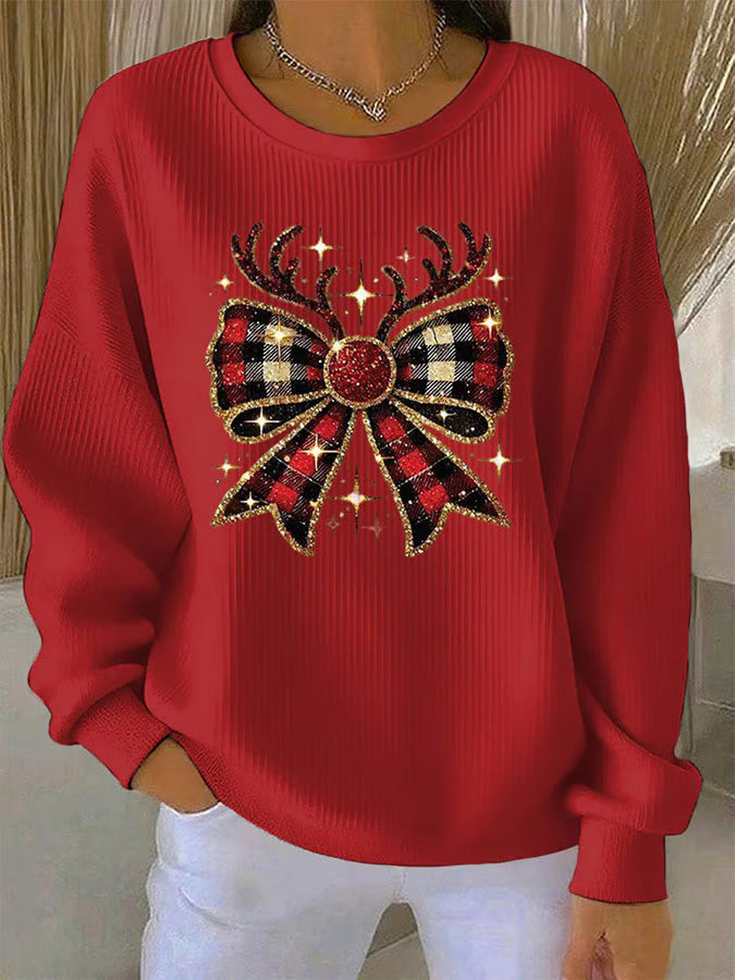 Irene - Christmas Sweater with Bow Motif