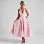 ZIORA™ - Chic Low Cut Sleeveless Open Back A-Line Halter Maxi Dress