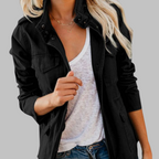 OLGA™ - Vintage Zip Up Button Military Jacket