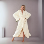 HEXA™ - Classy Ruffle Hem Long Sleeve Robe