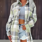 BASO™ - Casual Plaid Button Down Collared Long Sleeve Top