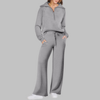 UDAY™ - Comfy Half Zip Sweatshirt and Wide Leg Pants Set