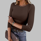 DAVINA™ - Casual Plain Crewneck Slim-Fit Top