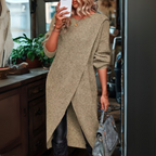 GALLY™ - Casual Plain Wrap Tunic Sweater Dress