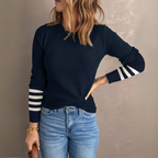 TRANI™ - Casual Striped Long Sleeve Round Neck Sweater