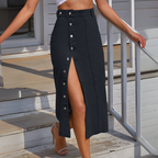 XIANI™ - Casual Button Front Slit Skirt