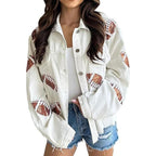 NERISSA™ - Chic Cropped Oversized Button Down Football Jacket