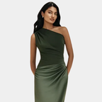 Agnieszka – Satin Maxi Dress with One Shoulder