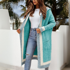 PLATO™ - Casual Open Front Oversized Hooded Cardigan