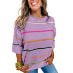 REXANDRA™ – Lightweight Striped Round Neck Top