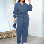 WILA™ - Casual Long Sleeve Sweatshirt and Drawstring Pants Set