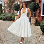 ZIORA™ - Chic Low Cut Sleeveless Open Back A-Line Halter Maxi Dress