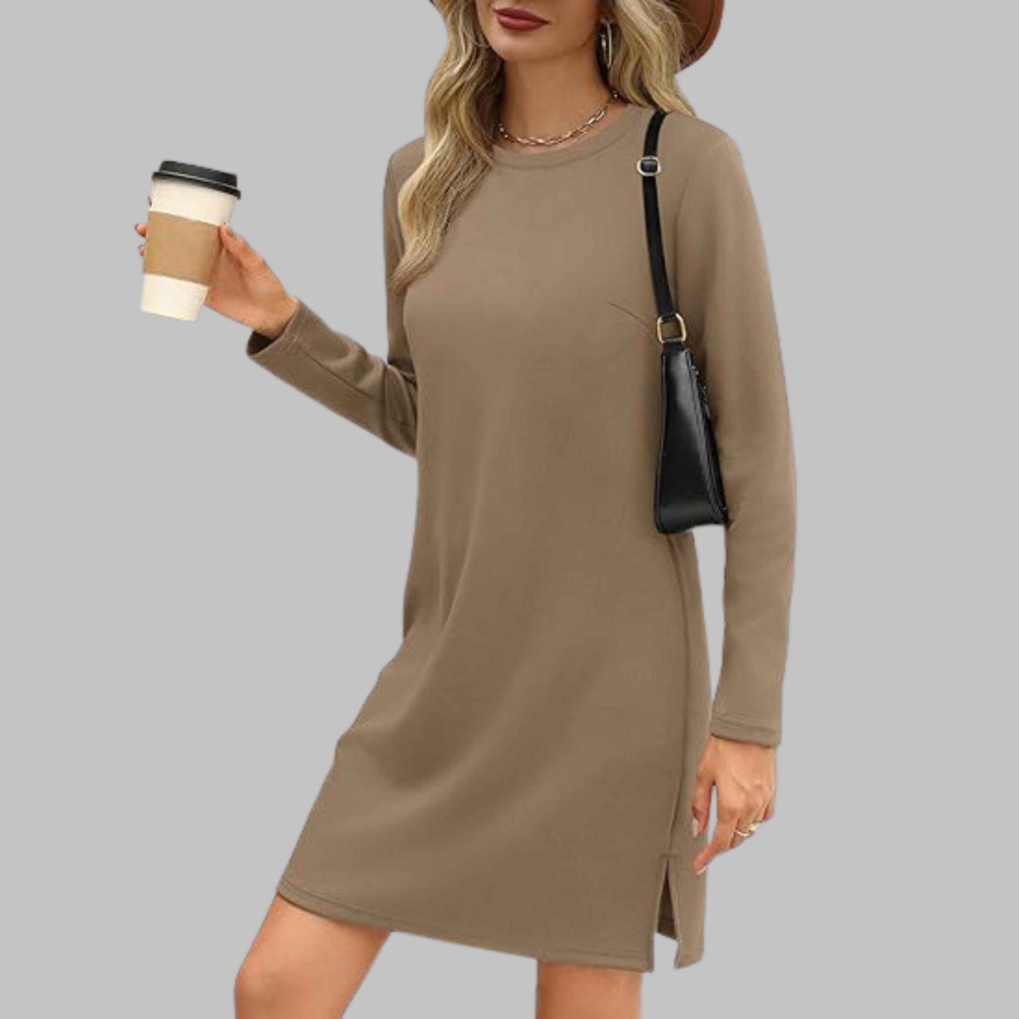 TATLO™ - Casual Long Sleeve Round Neck Mini Dress
