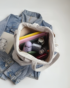 SOCIANI™ – Trending Ribbed Tote Bag with Drawstring Detail