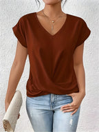 MEIKA™ – Classic Twist Detail V-Neck Top