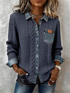 Shirt with Long Sleeves and Denim Details