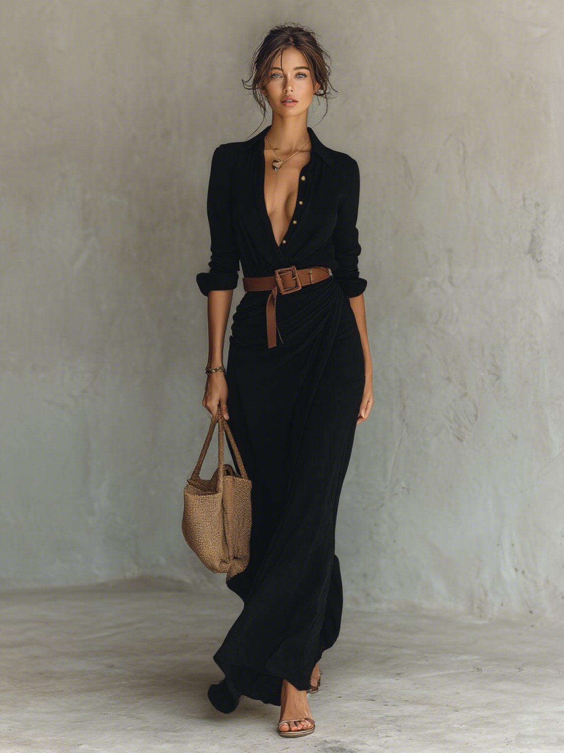 Weronika - Long Elegant Maxi Dress Highlighting the Figure