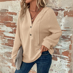 SIONI™ - Casual Long Sleeve V-Neck Hoodie Sweatshirt