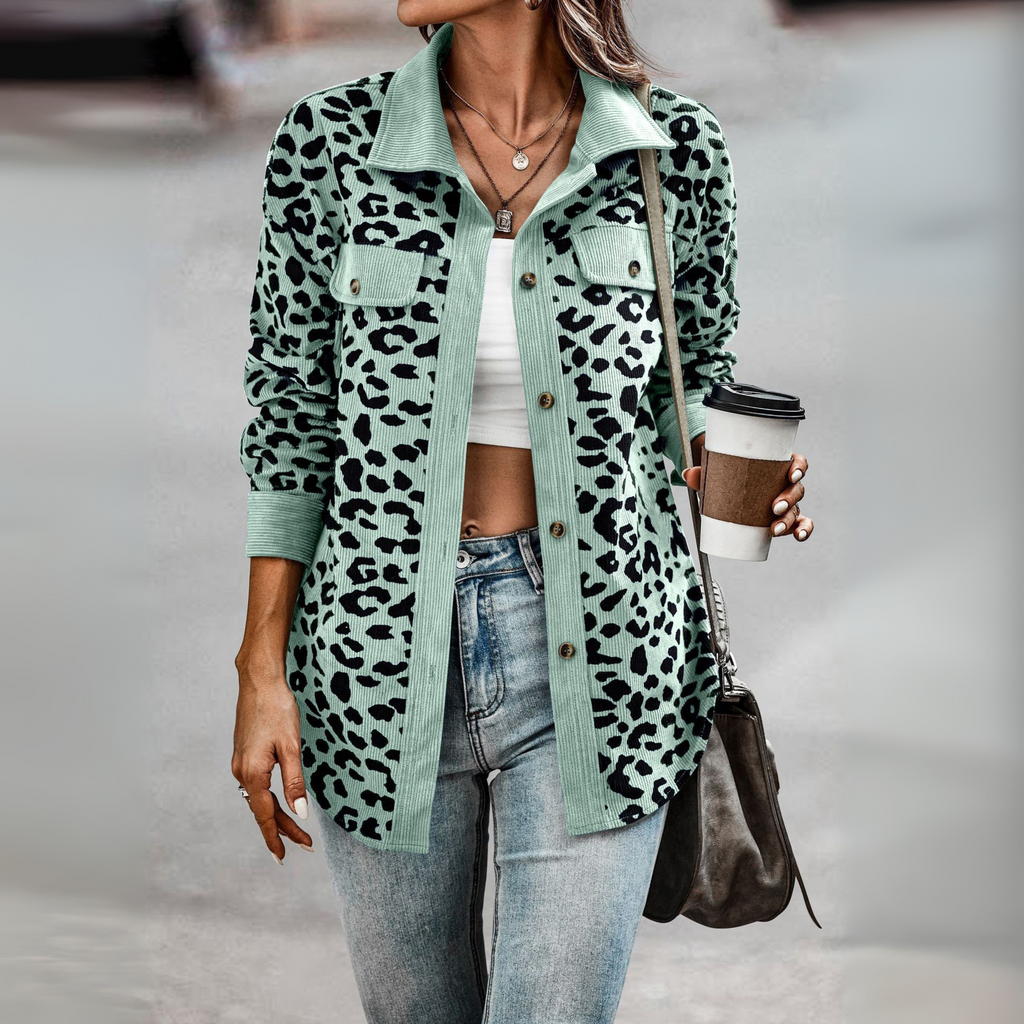 SISI™ - Casual Leopard Print Button Front Jacket