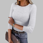 DAVINA™ - Casual Plain Crewneck Slim-Fit Top