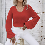 ALESI™ - Cozy Long Sleeve V-Neck Sweater