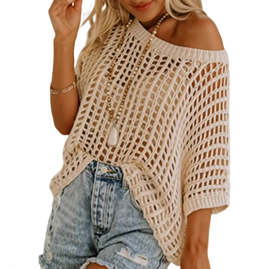 XONA™ - Summer Scoop Neck Crochet Top