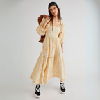 MOIRA™ - Comfy Floral Lantern Sleeve Square Neck Maxi Dress