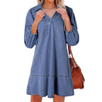 GEMMA™ – Classic Soft Washed Denim Puff Sleeve Dress