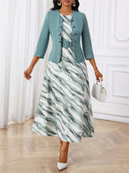 Bożena – Two-Piece Set with Belt and Pattern