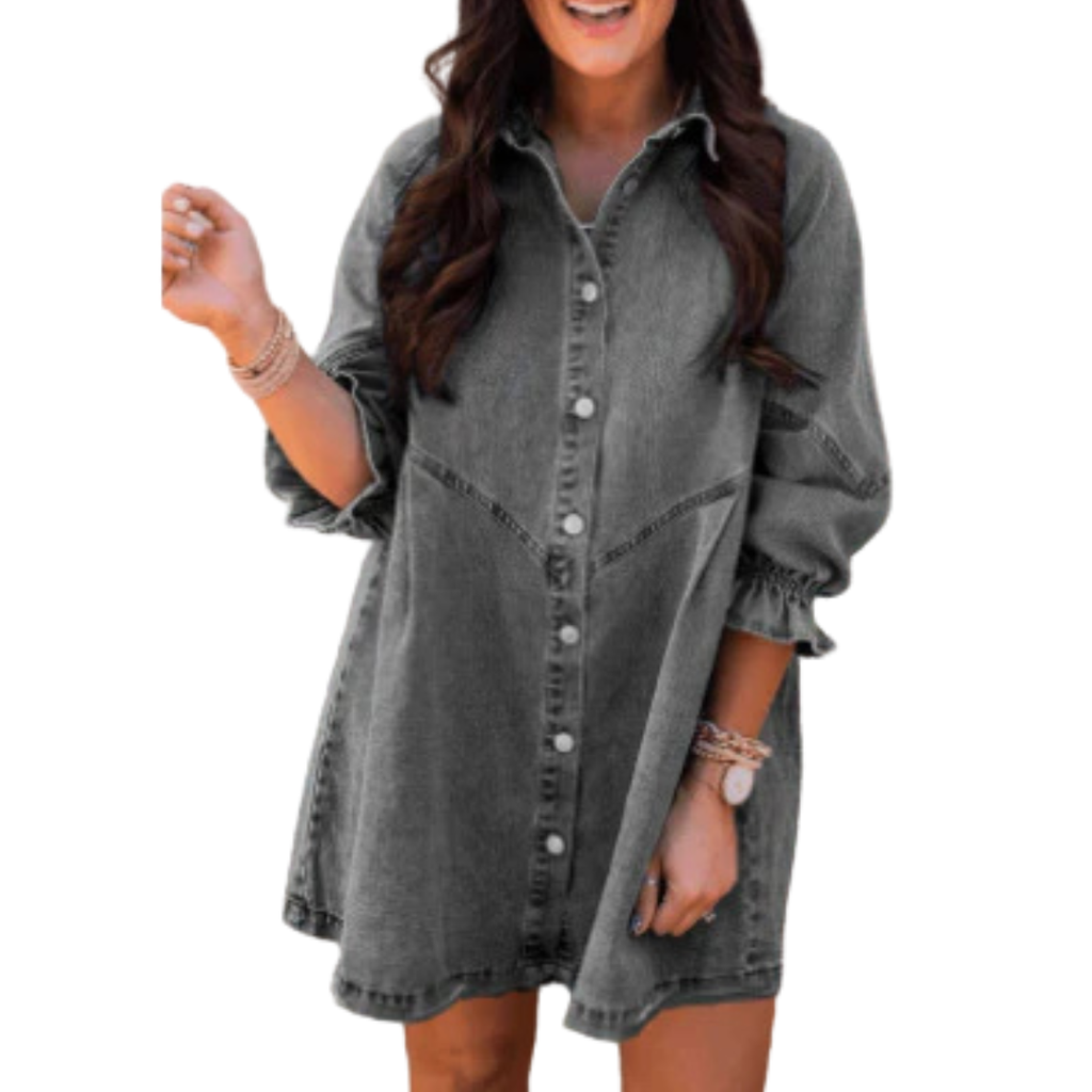 MARENE™ - Elegant Washed Puff Sleeve Mini Dress