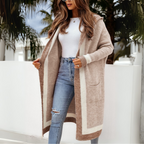 PLATO™ - Casual Open Front Oversized Hooded Cardigan