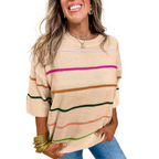 REXANDRA™ – Lightweight Striped Round Neck Top