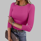 DAVINA™ - Casual Plain Crewneck Slim-Fit Top