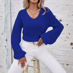 ALESI™ - Cozy Long Sleeve V-Neck Sweater