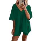 RAMLYN™ – Casual Oversized V-Neck and Short Set