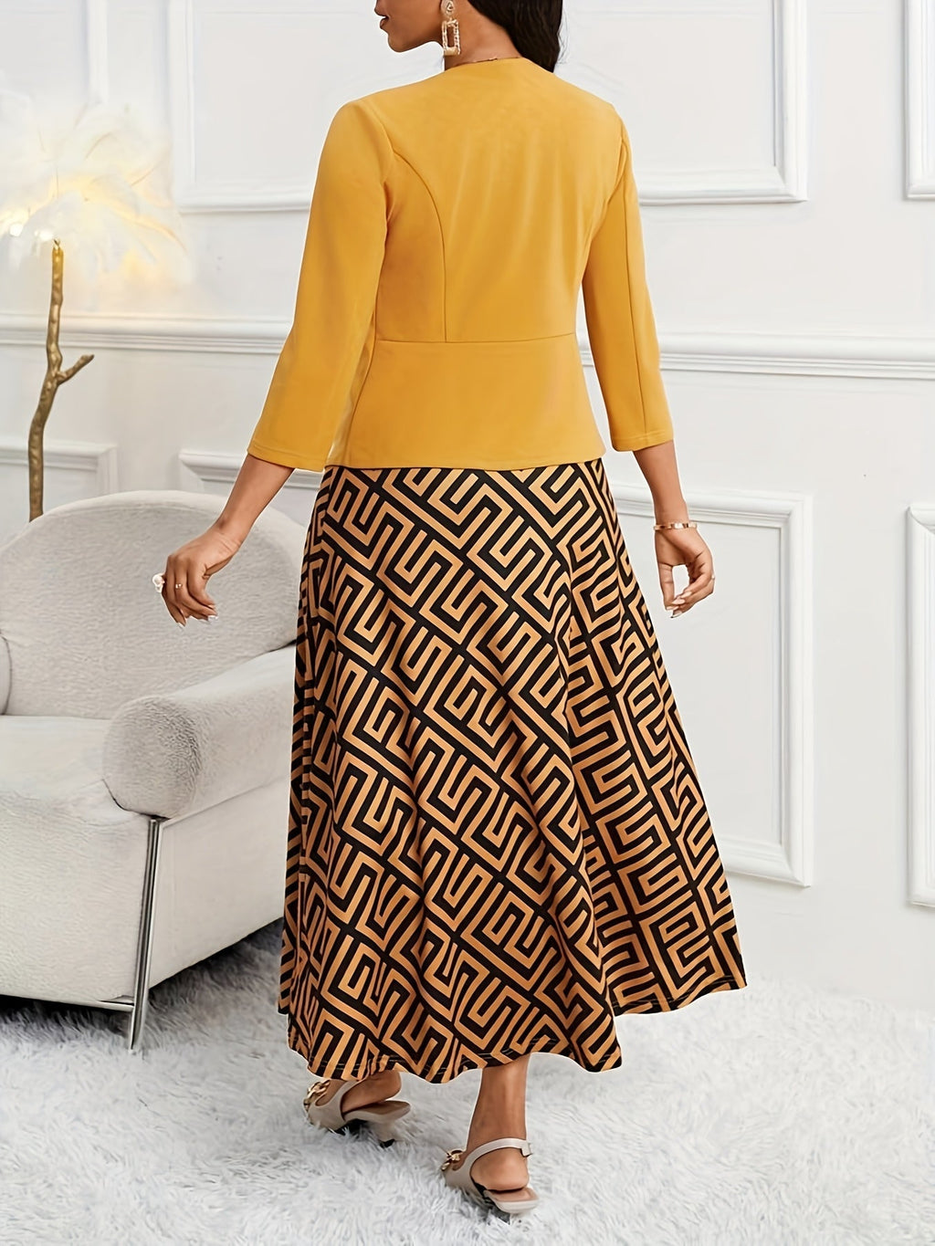 Bożena – Two-Piece Set with Belt and Pattern