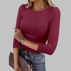 DAVINA™ - Casual Plain Crewneck Slim-Fit Top
