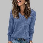 KASHA™ - Casual V-Neck Long Sleeve Sweater