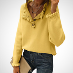 WYNN™ - Chic Long Sleeve Pullover Half Button Sweater