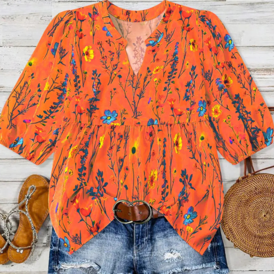 CATALEYA™ - Vintage Floral Bishop Sleeve Top