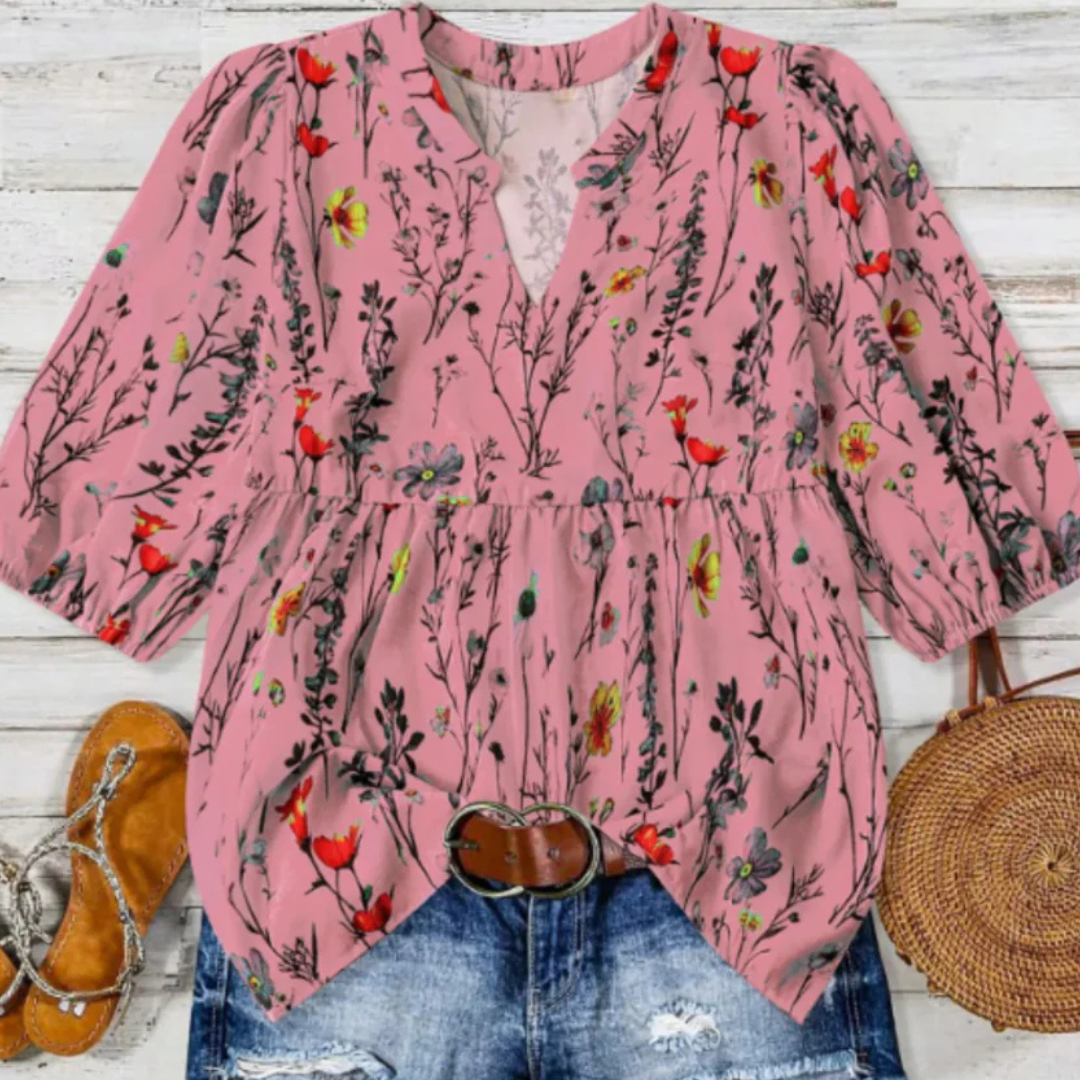 CATALEYA™ - Vintage Floral Bishop Sleeve Top