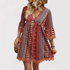 MELINA™ – Boho Charm V-Neck Dress