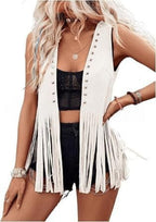DHARNA™ – Casual Open-Front Sleeveless Fringe Vest