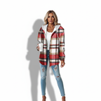 PAIGE™ - Chic Plaid Long-Sleeve Button Down Hooded Jacket